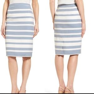 Halogen Blue Striped Pencil Skirt